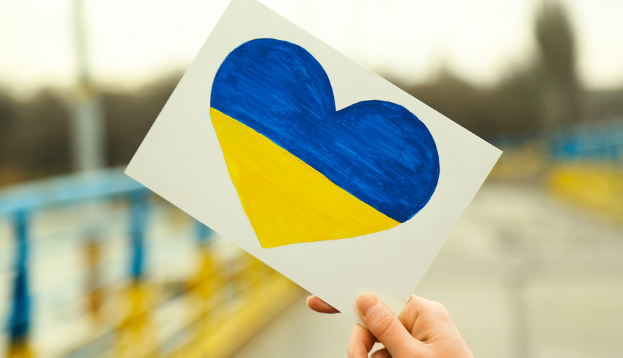 Pildil süda Ukraina lipu värvides